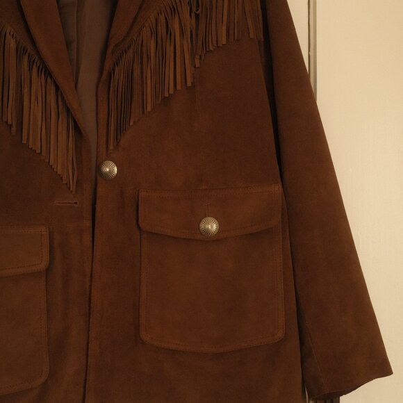 Tecovas Coffee Brown Fringe Suede Jacket — Women’s Large - Picture 4 of 7